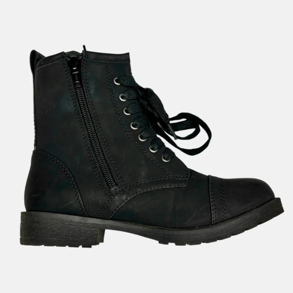 SO American Heritage Ivy Boots‎ Black Girls Size 12 Side Easy Zip Combat Boots